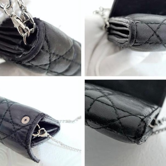 DIOR Cannage Wallet on Chain black lambskin with silver chain - Picture 6 of 9